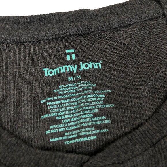 NEW Tommy John Lounge Long Sleeve Henley Shirt Pajama Top Loungewear Mens M Gray - Picture 3 of 5
